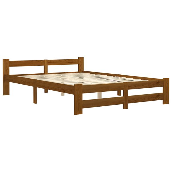 vidaXL Estrutura de cama 160x200 cm madeira pinho maci&ccedil;o castanho mel