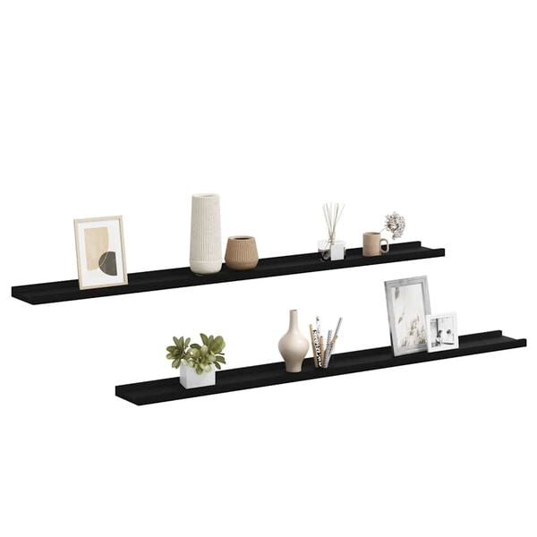 vidaXL Prateleiras de parede 2 pcs 115x9x3 cm preto
