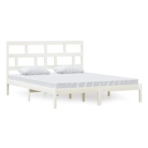 vidaXL Estrutura de cama 160x200 cm madeira de pinho maci&ccedil;a branco