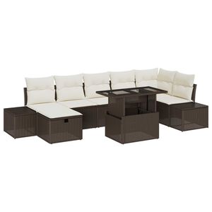 vidaXL Conjunto de Sof&aacute; de Jardim 8 pcs Castanho Rattan Sint&eacute;tico