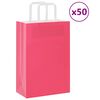 vidaXL Sacos de papel 50 unid com al&ccedil;as rosa 21x11x31 cm