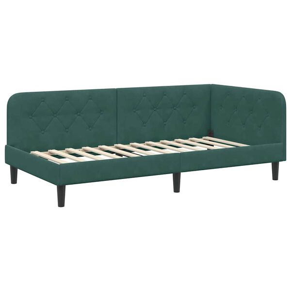 vidaXL Estrutura de Cama de Canto Verde Escuro 100 x 200 cm Veludo