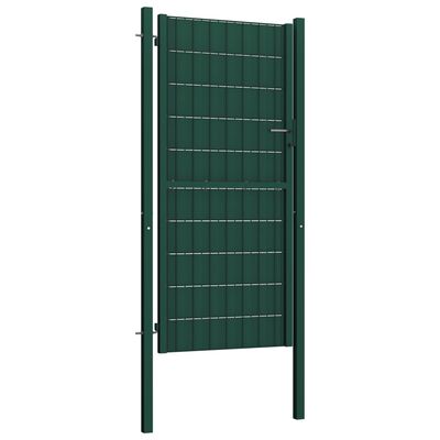 vidaXL Portão de cerca 100x124 cm PVC e aço verde
