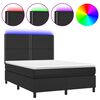 vidaXL Cama box spring c/ colch&atilde;o/LED 140x200cm couro artificial preto