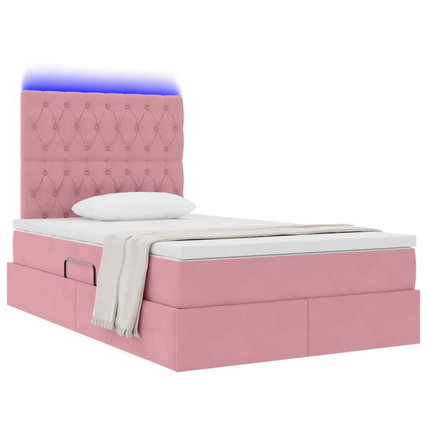 vidaXL Cama com arruma&ccedil;&atilde;o e LED com colch&atilde;o Rosa 120 x 200 cm Veludo