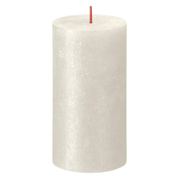 Bolsius Velas rústicas cilíndricas Shimmer 4 pcs 130x68 mm marfim
