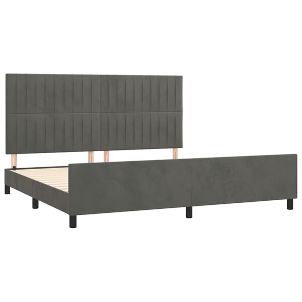vidaXL Estrutura de cama sem colch&atilde;o 200x200 cm veludo cinzento-escuro