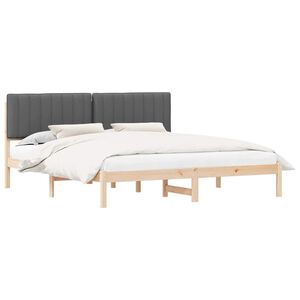 vidaXL Estrutura de Cama com Cabeceira Estofada Cinza Escuro