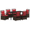 vidaXL Conjunto de Jantar para Jardim 7 unid. Castanho vime PE