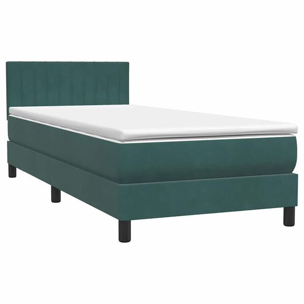 vidaXL Cama com molas/colch&atilde;o verde-escuro 80x210 cm veludo