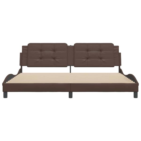 vidaXL Estrutura de cama sem colch&atilde;o Zadar 200x200cm couro artificial castanho