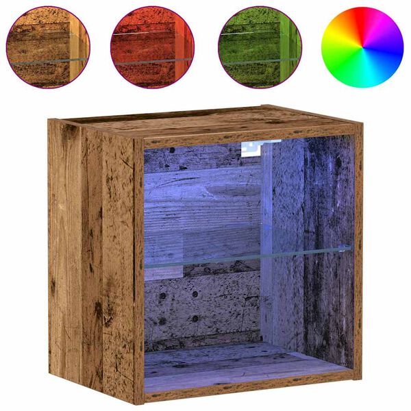 vidaXL Prateleira Flutuante com Luz LED com prateleira 2 pcs Castanho