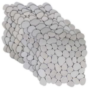 vidaXL Azulejos de Pebble Branco 30 x 30 cm Pebble do Rio