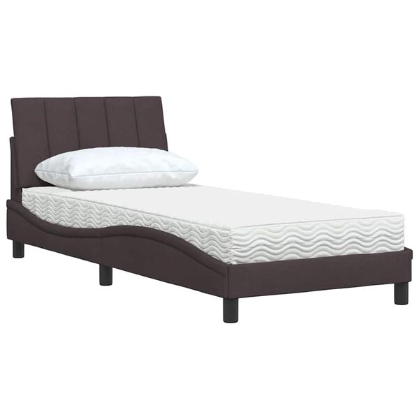 vidaXL Cama com colch&atilde;o Hanko 90x190 cm tecido castanho-escuro