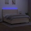 vidaXL Cama box spring c/ colch&atilde;o e LED 180x200 cm tecido cor creme