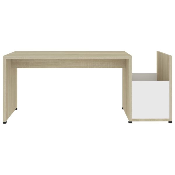 vidaXL Mesa centro 90x45x35 cm contraplacado branco e carvalho sonoma
