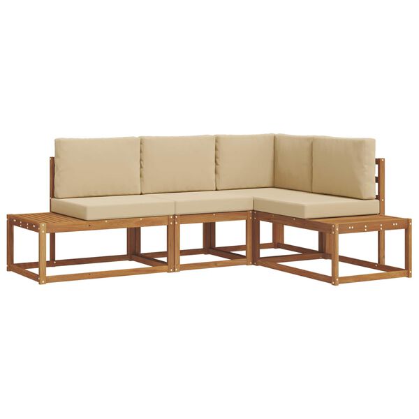 vidaXL Conjunto de Sof&aacute;s para Exterior 4 Pe&ccedil;a Natural e Bege