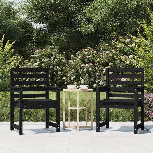 vidaXL Cadeiras de jardim 2 pcs 60x48x91 cm pinho maci&ccedil;o preto