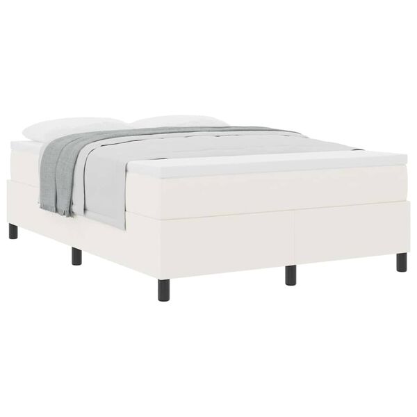 vidaXL Cama Box Creme e Branco 140 x 200 cm Tecido de Veludo Cotele