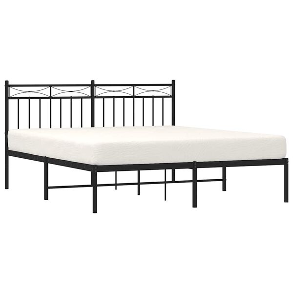 vidaXL Estrutura de cama em metal com cabeceira 150x200 cm preto