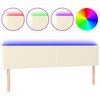 vidaXL Cabeceira de cama c/ LED 160x5x78/88 cm couro artificial creme