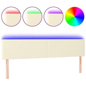vidaXL Cabeceira de cama c/ LED 160x5x78/88 cm couro artificial creme
