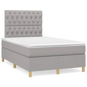 vidaXL Cama com molas/colch&atilde;o 120x200 cm tecido cinza-claro
