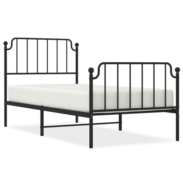 vidaXL Estrutura de cama com cabeceira e p&eacute;s 90x200 cm metal preto