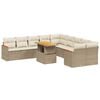 vidaXL 11 pcs conjunto sof&aacute;s de jardim c/ almofad&otilde;es vime PE bege