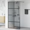 vidaXL Parede de Chuveiro Walk-in Preto 100 x 195 cm vidro temperado
