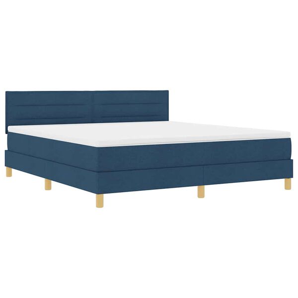 vidaXL Cama Box com almofada com cabeceira Azul 180 x 200 cm tecido