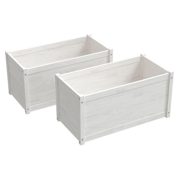vidaXL Vasos/floreiras de jardim 2 pcs 100x50x50cm pinho maci&ccedil;o branco