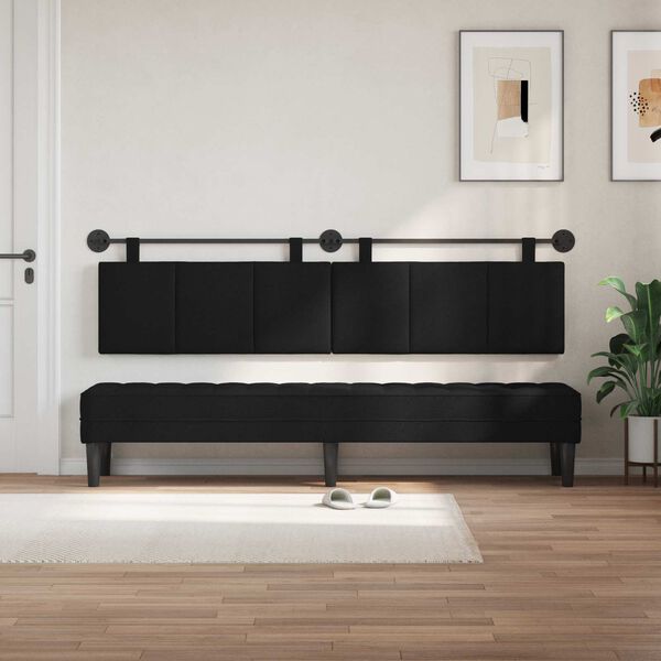 vidaXL Cabeceira Suspensa Riscas Preto 210 x 55 x 5 cm tecido