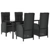 vidaXL 5 pcs conjunto de jantar p/ jardim c/ almofad&otilde;es vime PE preto