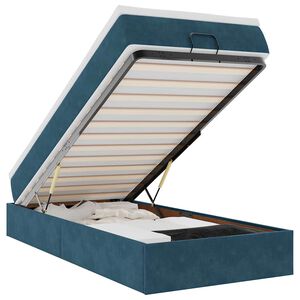 vidaXL Estrutura cama otomana colch&atilde;o 80x200 cm veludo azul escuro