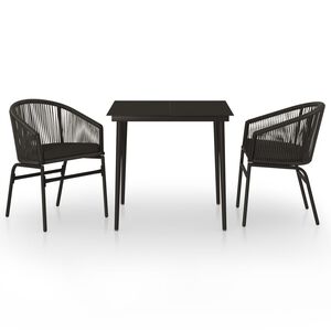 vidaXL 3 pcs conjunto de jantar para jardim preto