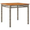 vidaXL Mesa de jardim 80x80x74 cm vime PE e madeira de ac&aacute;cia cinzento