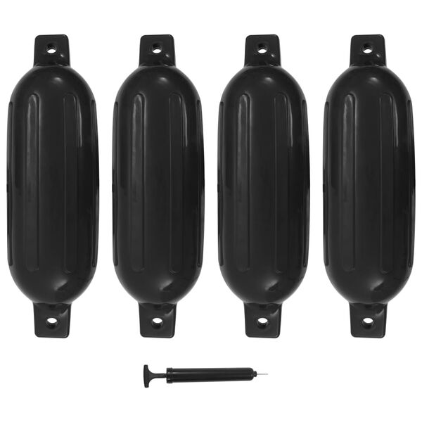 vidaXL Para-choques para barco 4 pcs 58,5x16,5 cm PVC preto