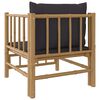 vidaXL Sof&aacute; de jardim com almofad&otilde;es bambu cinzento-escuro