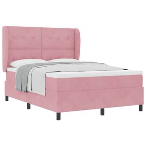 vidaXL Cama Box com colch&atilde;o com cabeceira Rosa 190 x 140 cm Veludo
