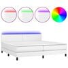 vidaXL Cama box spring c/colch&atilde;o/LED 200x200cm couro artificial branco