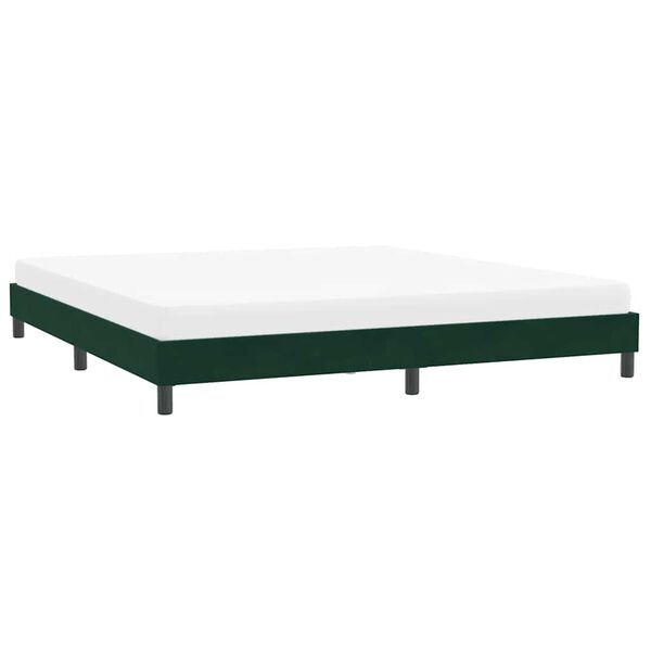 vidaXL Estrutura de cama sem colch&atilde;o 200x220 cm veludo verde-escuro