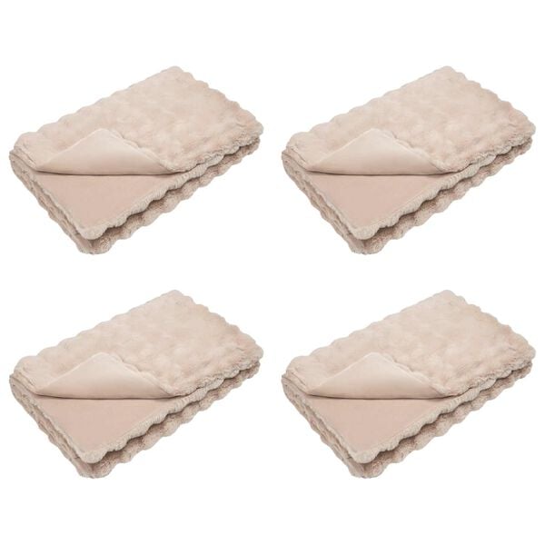 vidaXL Cobertor de Peles de Coelho 4 pcs Bege 130 x 150 cm Poli&eacute;ster
