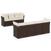 vidaXL 8 pcs conjunto sof&aacute;s de jardim c/ almofad&otilde;es vime PE castanho