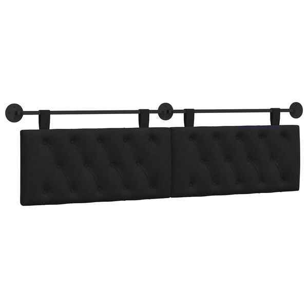 vidaXL Cabeceira Suspensa Preto 170 x 55 x 7 cm tecido