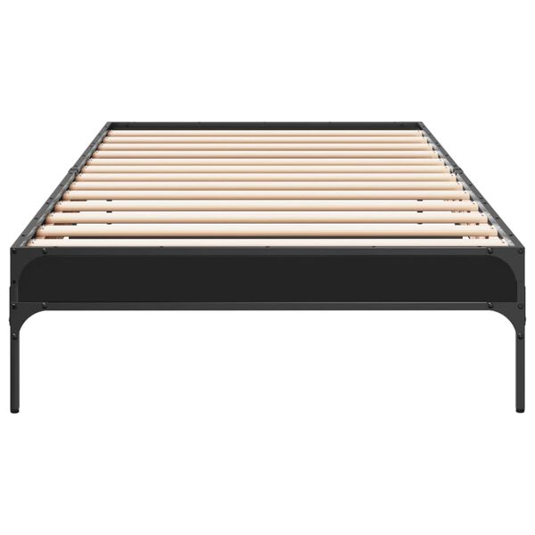 vidaXL Estrutura de cama 100x200 cm derivados de madeira/metal preto
