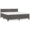 vidaXL Cama com molas/colch&atilde;o 160x200 cm veludo cinzento-escuro
