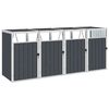 vidaXL Abrigo p/ caixote do lixo quadruplo 286x81x121 cm a&ccedil;o antracite