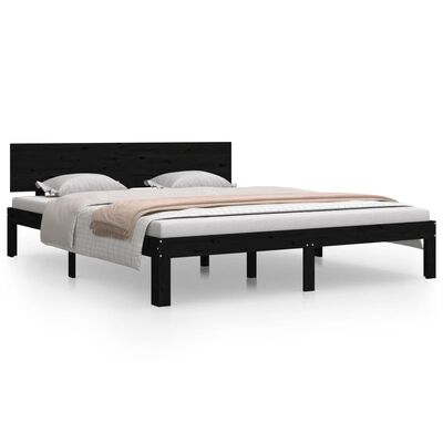 vidaXL Estrutura de cama 160x200 cm pinho maciço preto