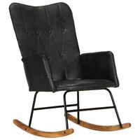 vidaXL Cadeira de baloiço couro genuíno preto